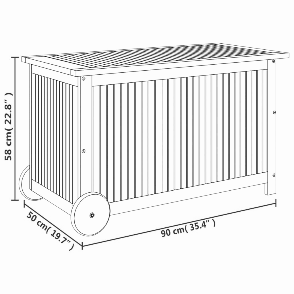 Gartenbox mit Rollen Akazienholz