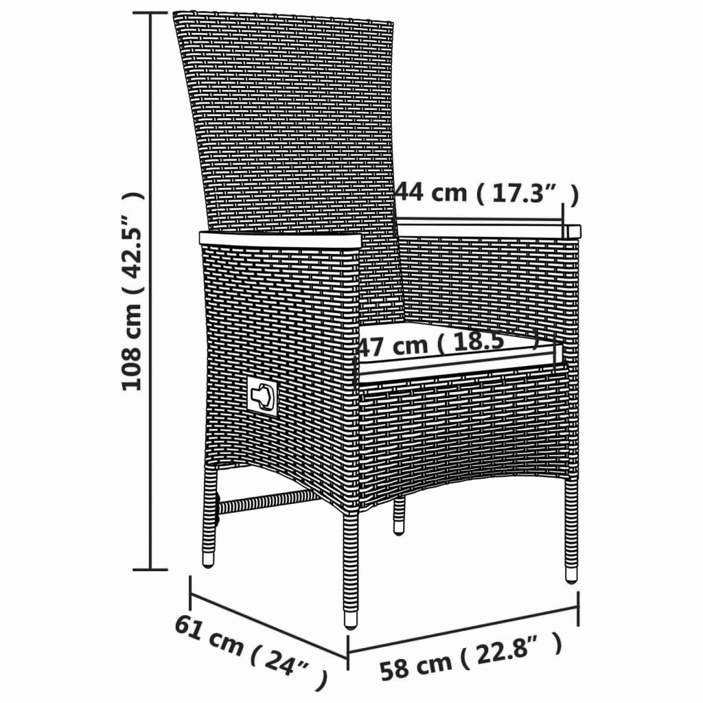 2er-Set Garten-Liegestühle Grau 47 cm