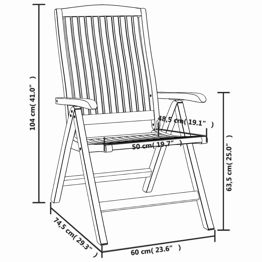 2er-Set Gartenstuhl Teakholz 50 cm