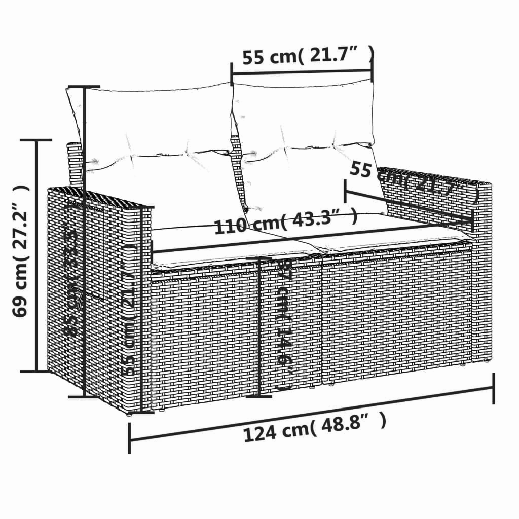 2-Sitzer Gartensofa Grau 110 cm