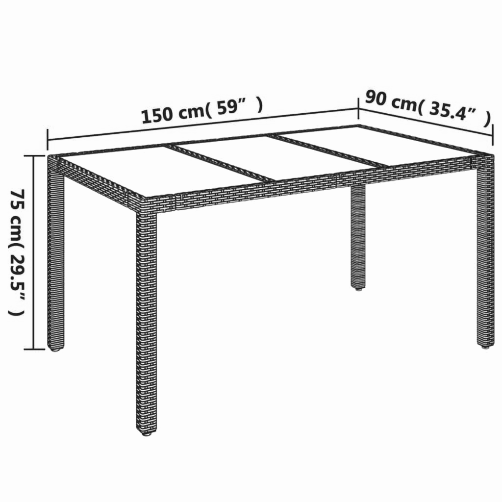 Gartentisch Schwarz 150x90x75 cm