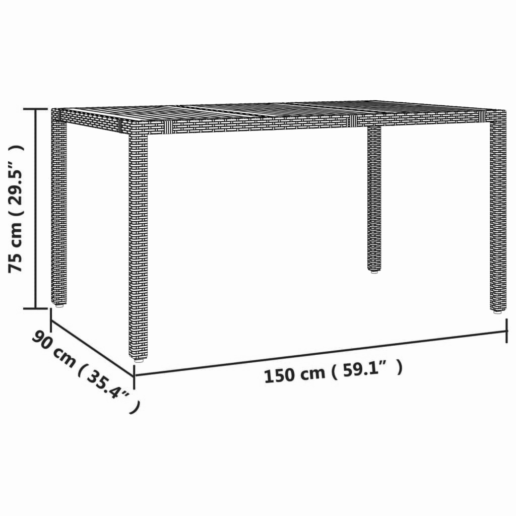 Gartentisch Grau 150x90x75 cm