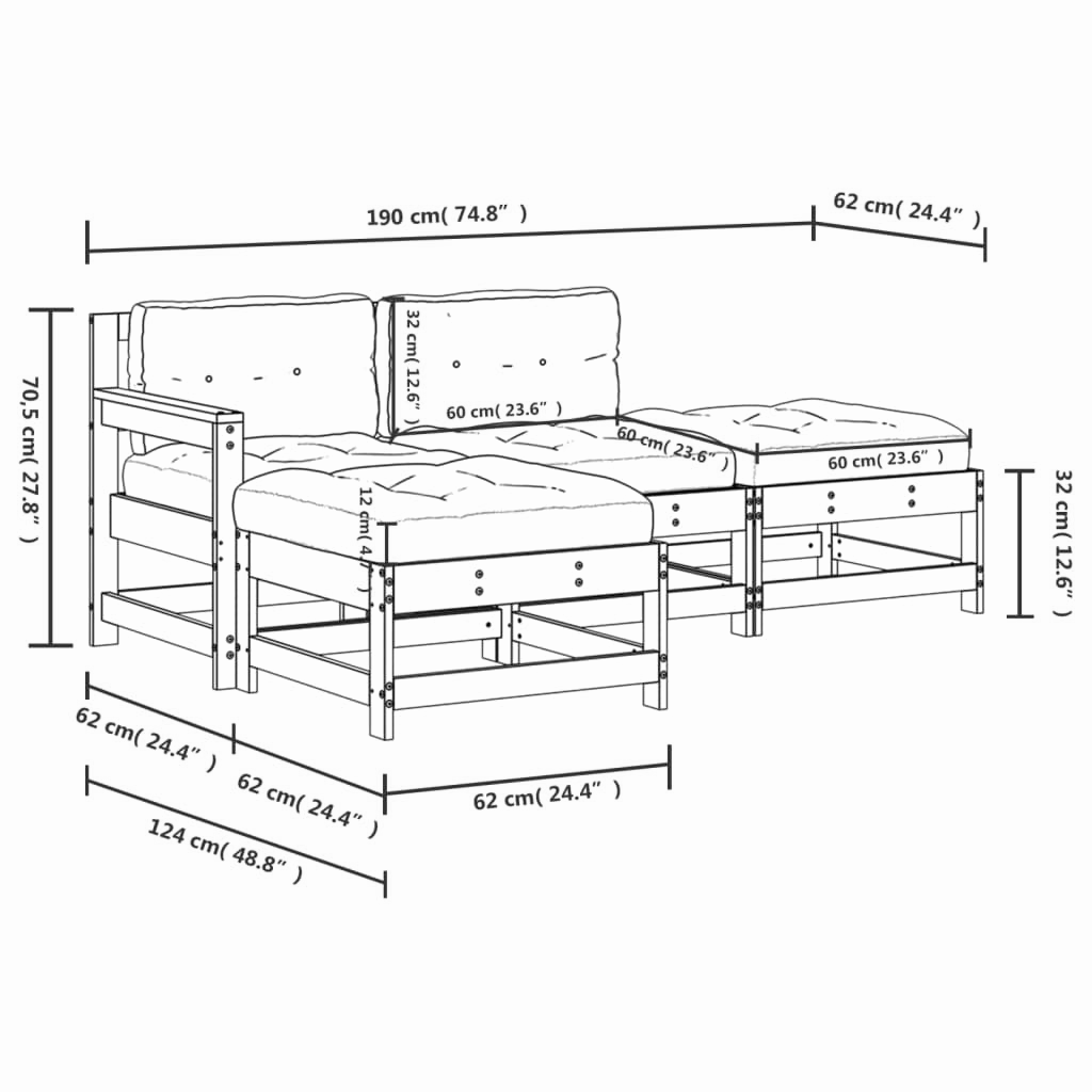 4-tlg. Garten-Lounge-Set