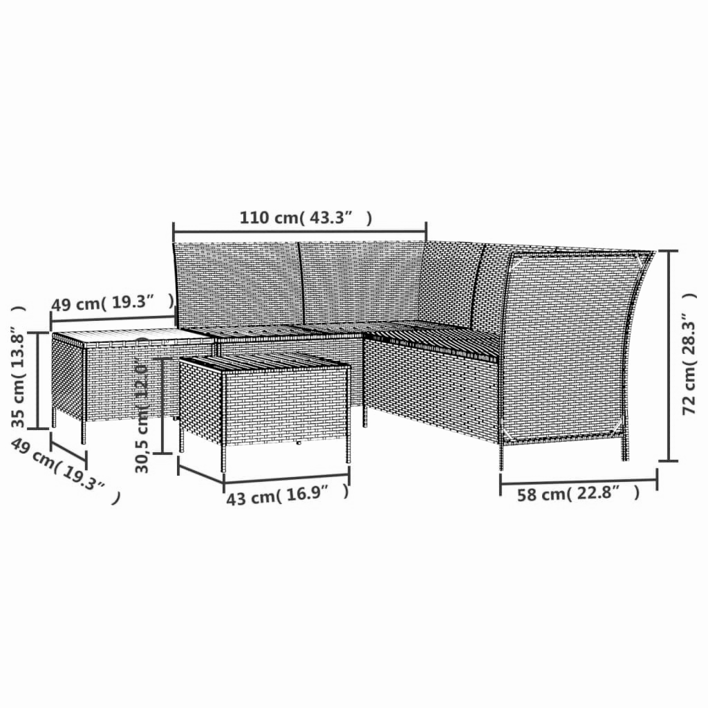 4-tlg. Garten-Lounge-Set