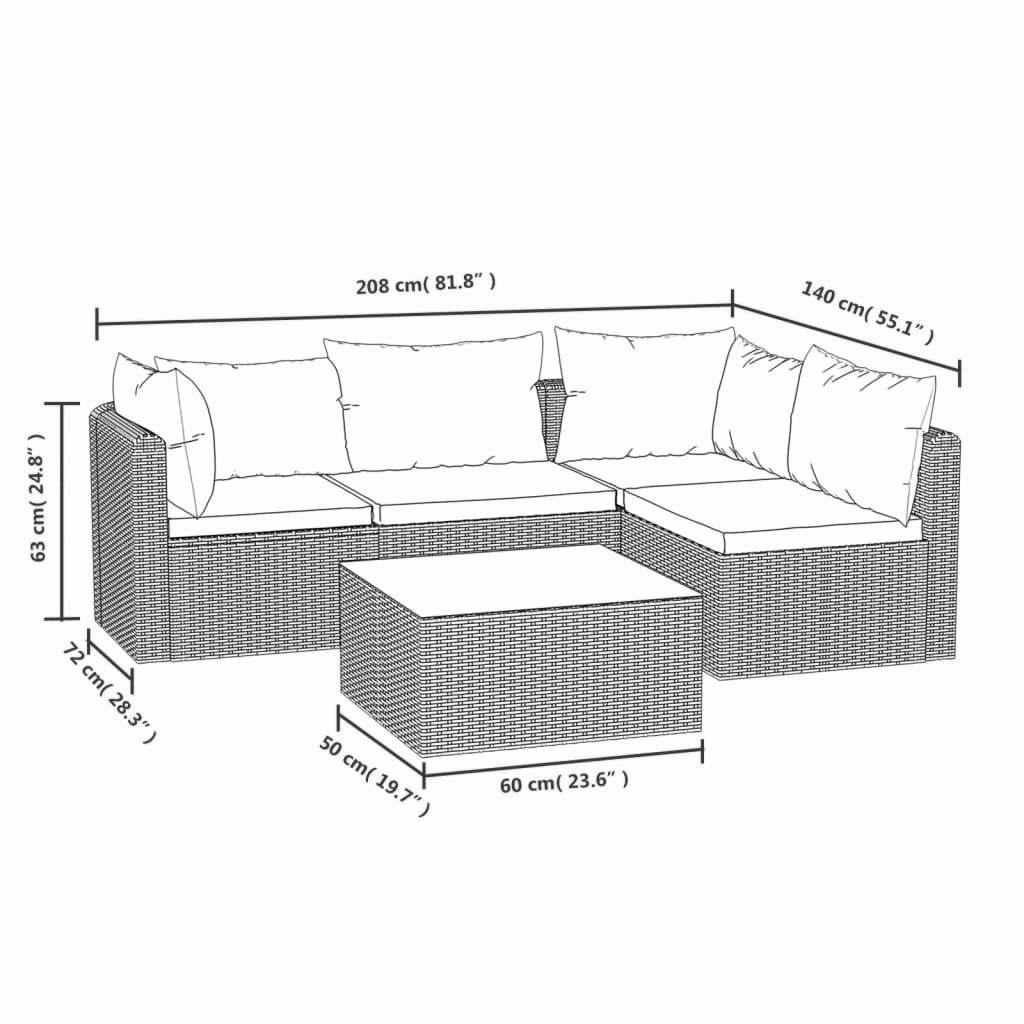 5-tlg. Garten-Lounge-Set