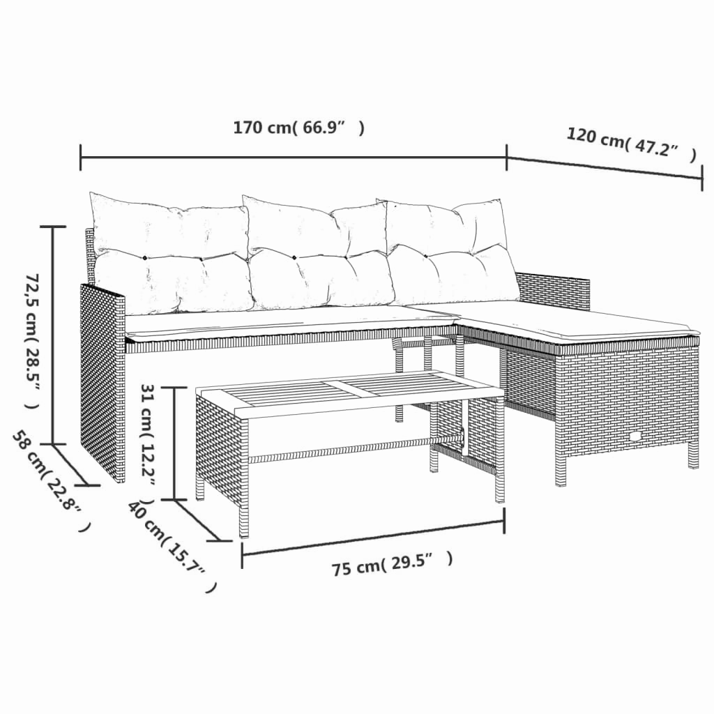 2-tlg. Garten-Lounge-Set