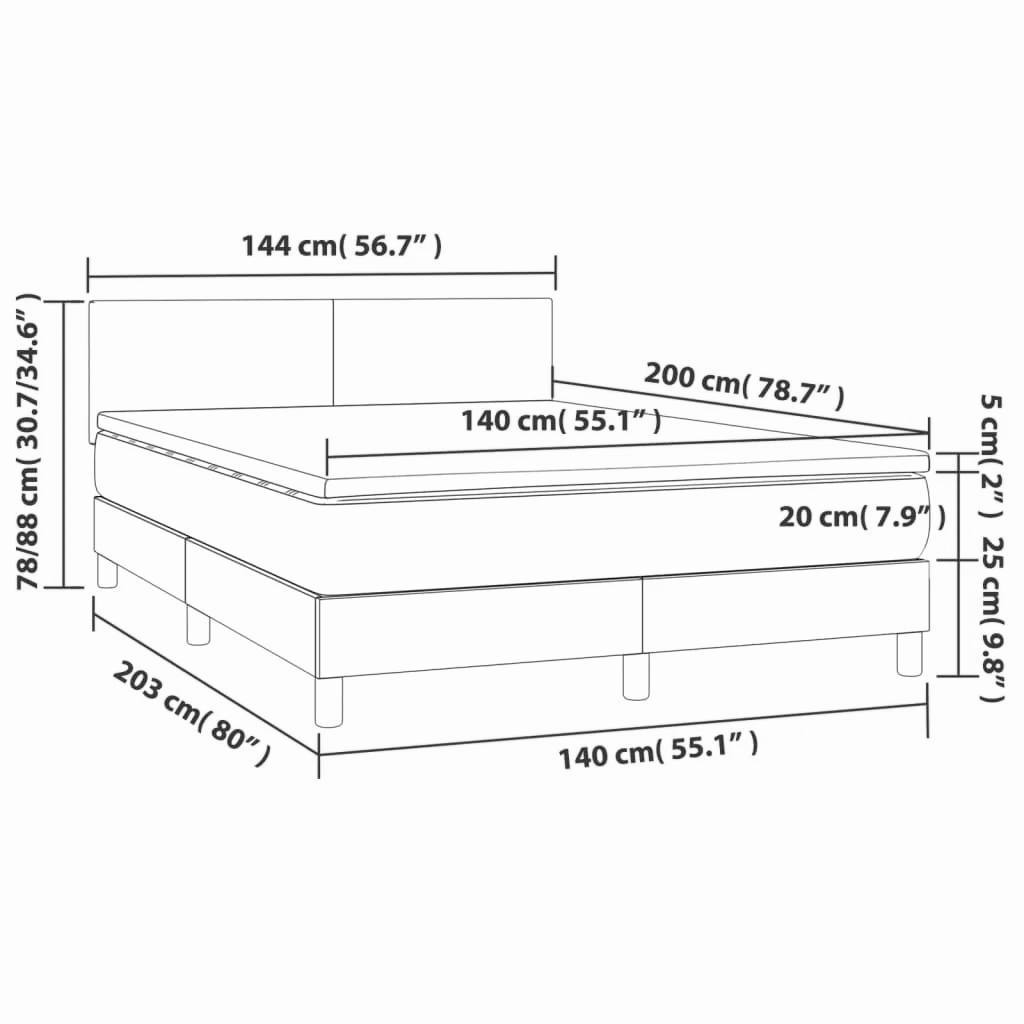 Boxspringbett ''Pure'' mit Matratze 140x200 cm