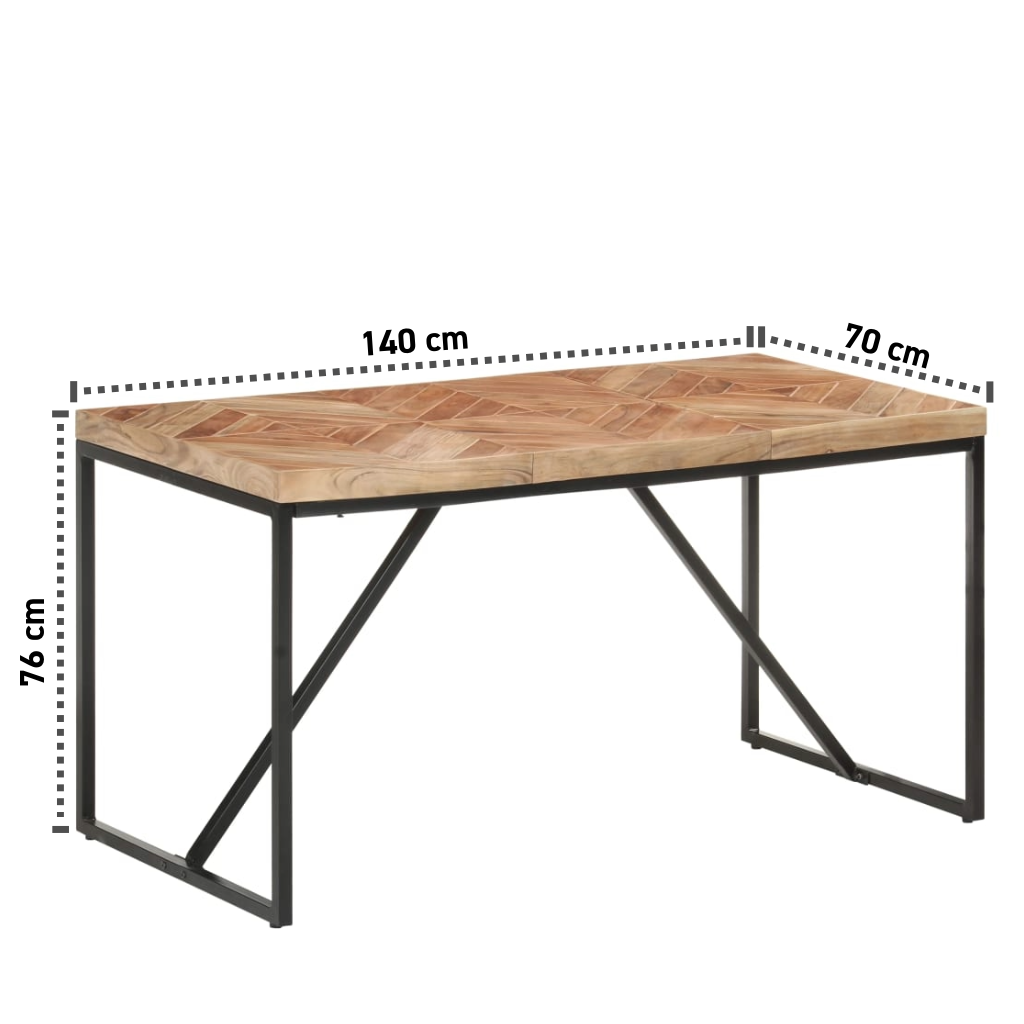 Esstisch 140x70x76 cm Massives Akazien- und Mangoholz