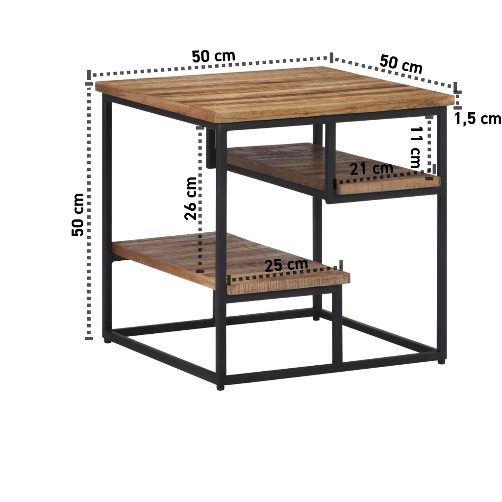 Recycelter Beistelltisch 50x50x50 cm