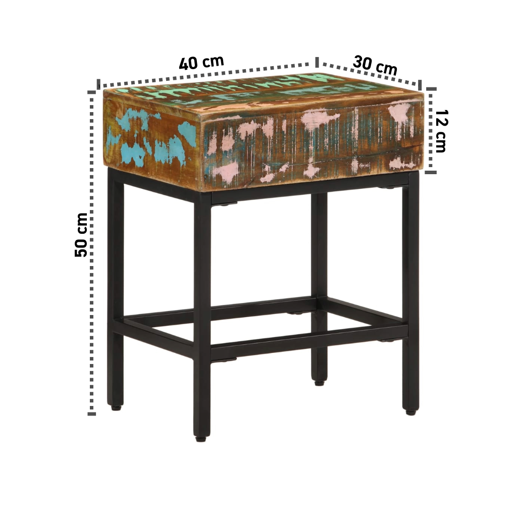 Recycelter Beistelltisch 40x30x51 cm