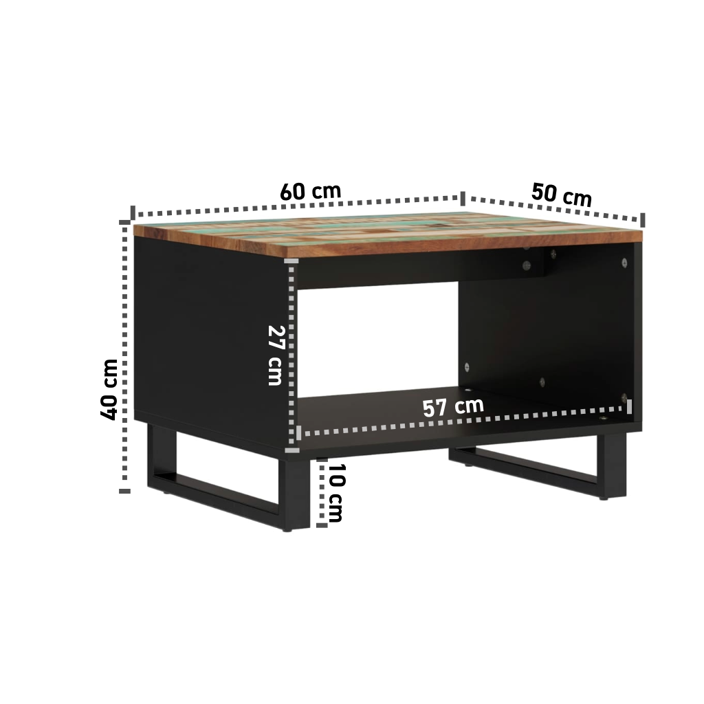 Recycelter Couchtisch 60x50x40 cm