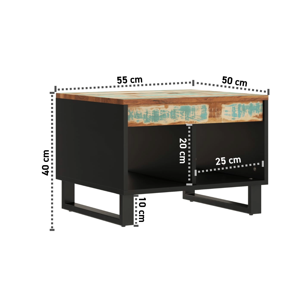 Recycelter Couchtisch 55x50x40 cm