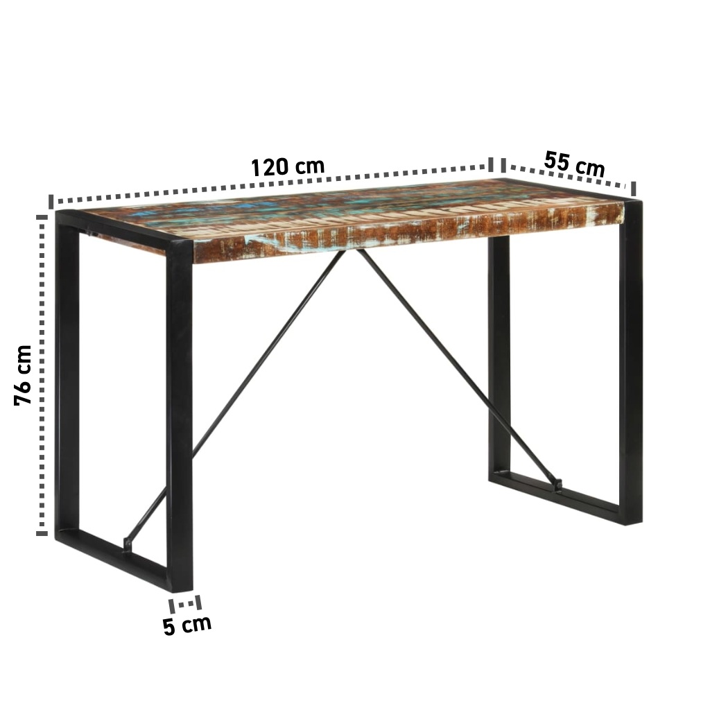 Recycelter Esstisch 120x55x76 cm