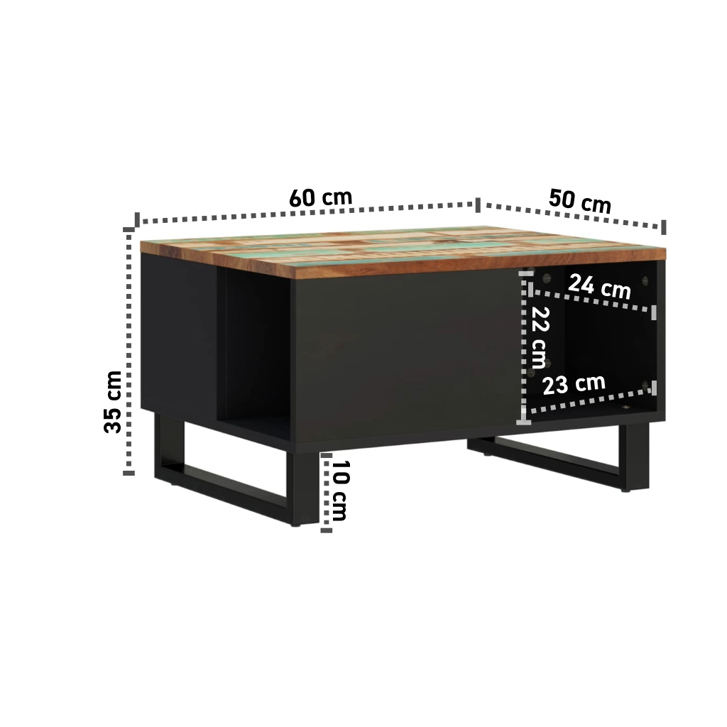 Recycelter Couchtisch 60x50x35 cm