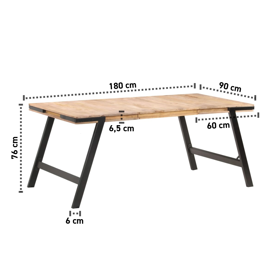 Esstisch 180x90x76 cm Massives Mangoholz