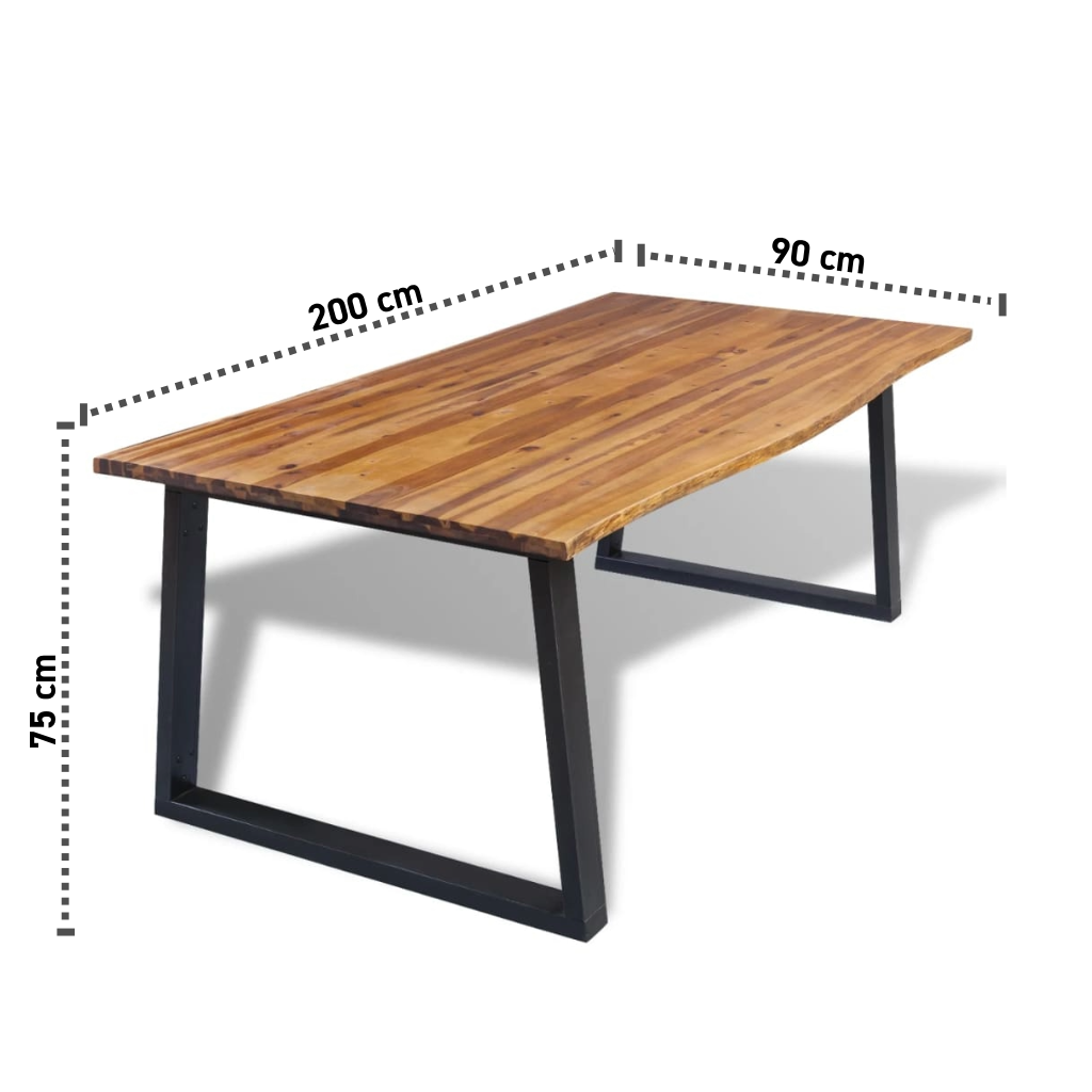 Esstisch 200x90x75 cm Massives Akazienholz