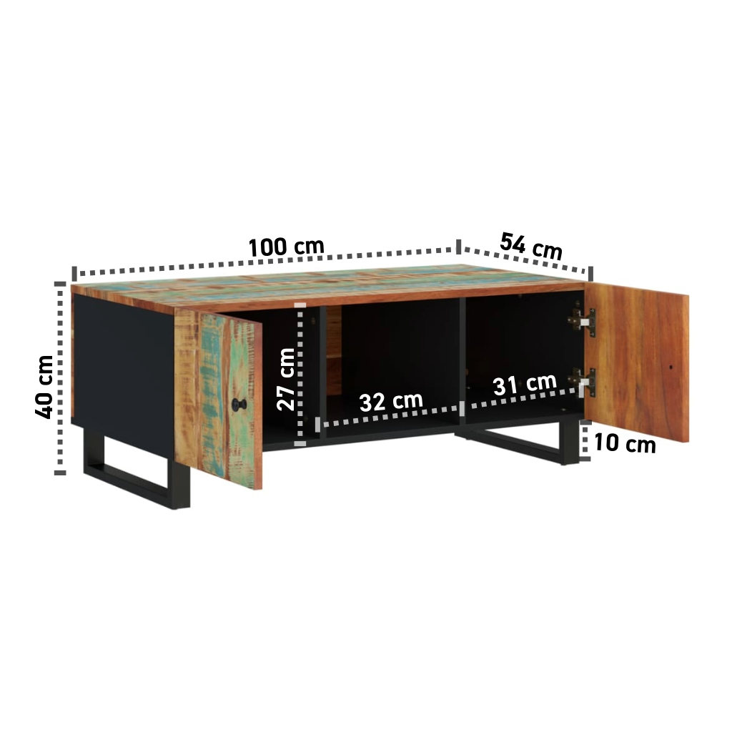 Recycelter Couchtisch 100x54x40 cm