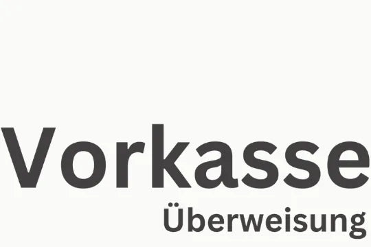 Vorkasse Logo – Zahlungsmethode Überweisung, verfügbar im Dexity-Shop für klassische Bankzahlungen.