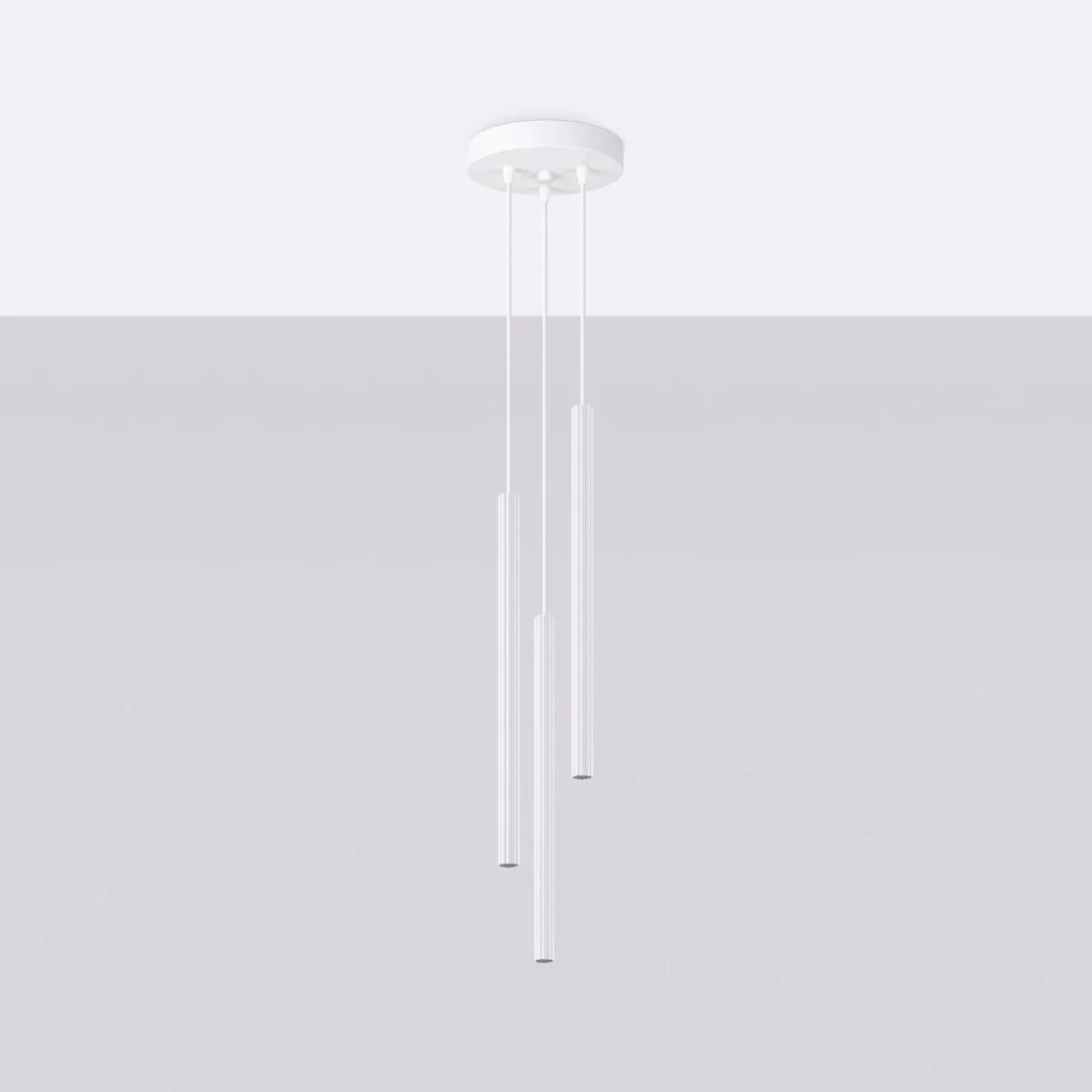 Pendelleuchte CORA 3P in Weiß – minimalistische Dreifachleuchte mit schlanken zylindrischen Lichtkörpern, ideal für moderne Innenräume
