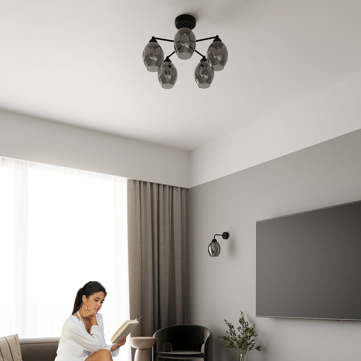 Deckenleuchte „FILLAN 5“ – Kronleuchter in Schwarz | Dexity Lichtdesign