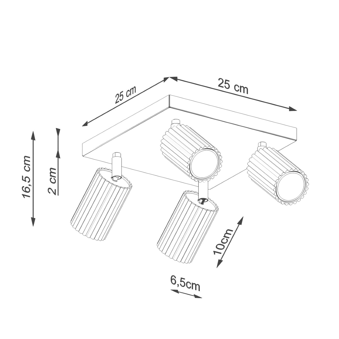 Deckenleuchte "KARBON 4" – Deckenleuchte in Roter Ocker | Dexity Lichtdesign