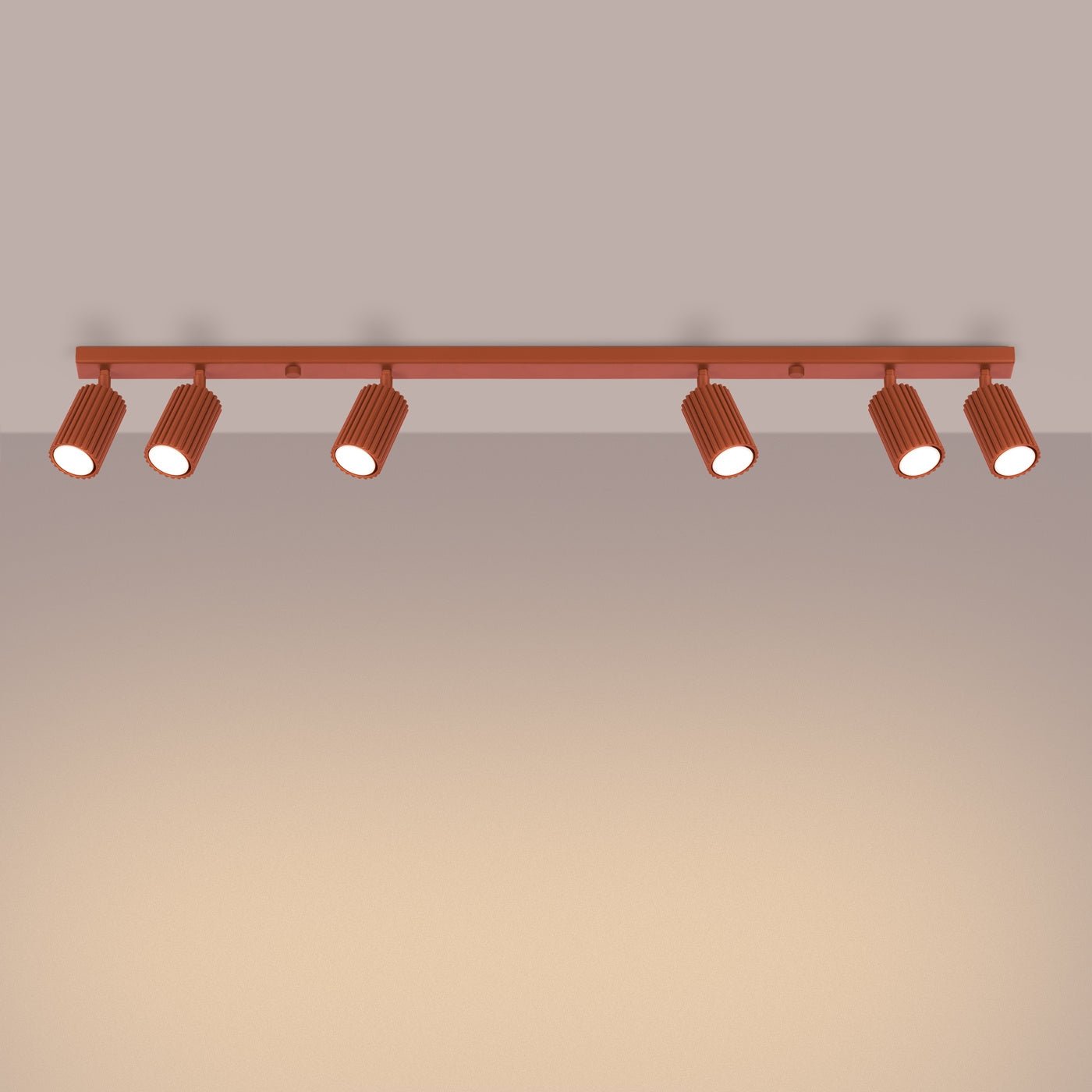 Deckenleuchte "KARBON 6L" – Deckenleuchte in Roter Ocker | Dexity Lichtdesign