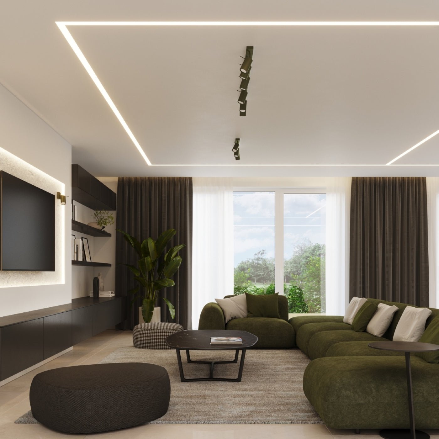 Deckenleuchte "RING 3P" – Deckenleuchte in Olivgrün | Dexity Lichtdesign