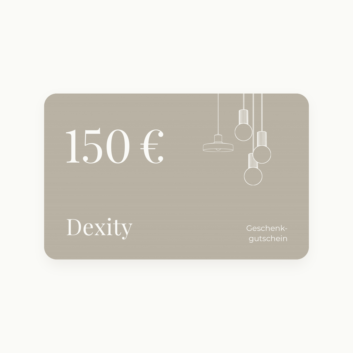 Dexity Geschenkgutschein über 150 € mit Linienskizzen von Pendelleuchten