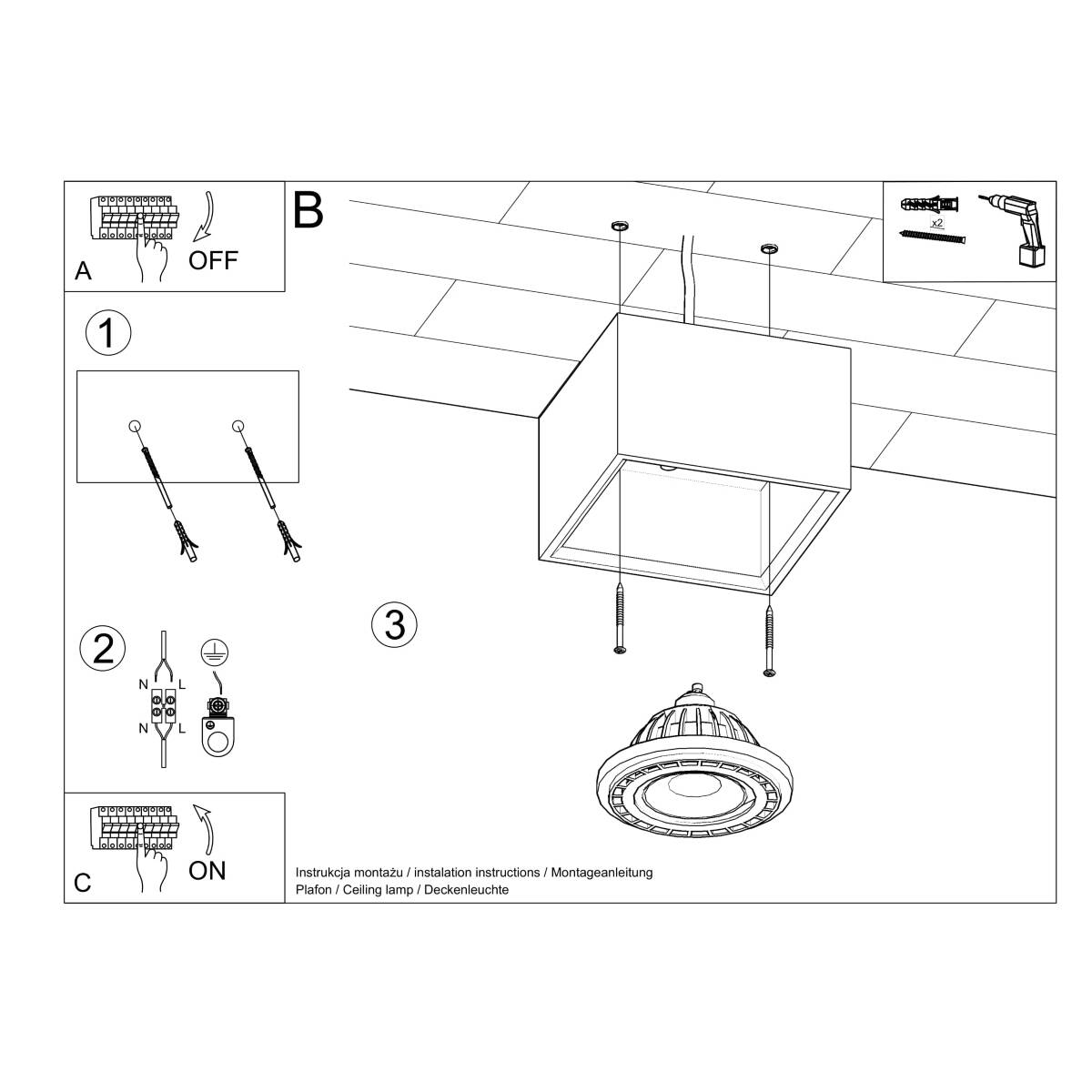 Beton-Deckenleuchte "Quatro 1"