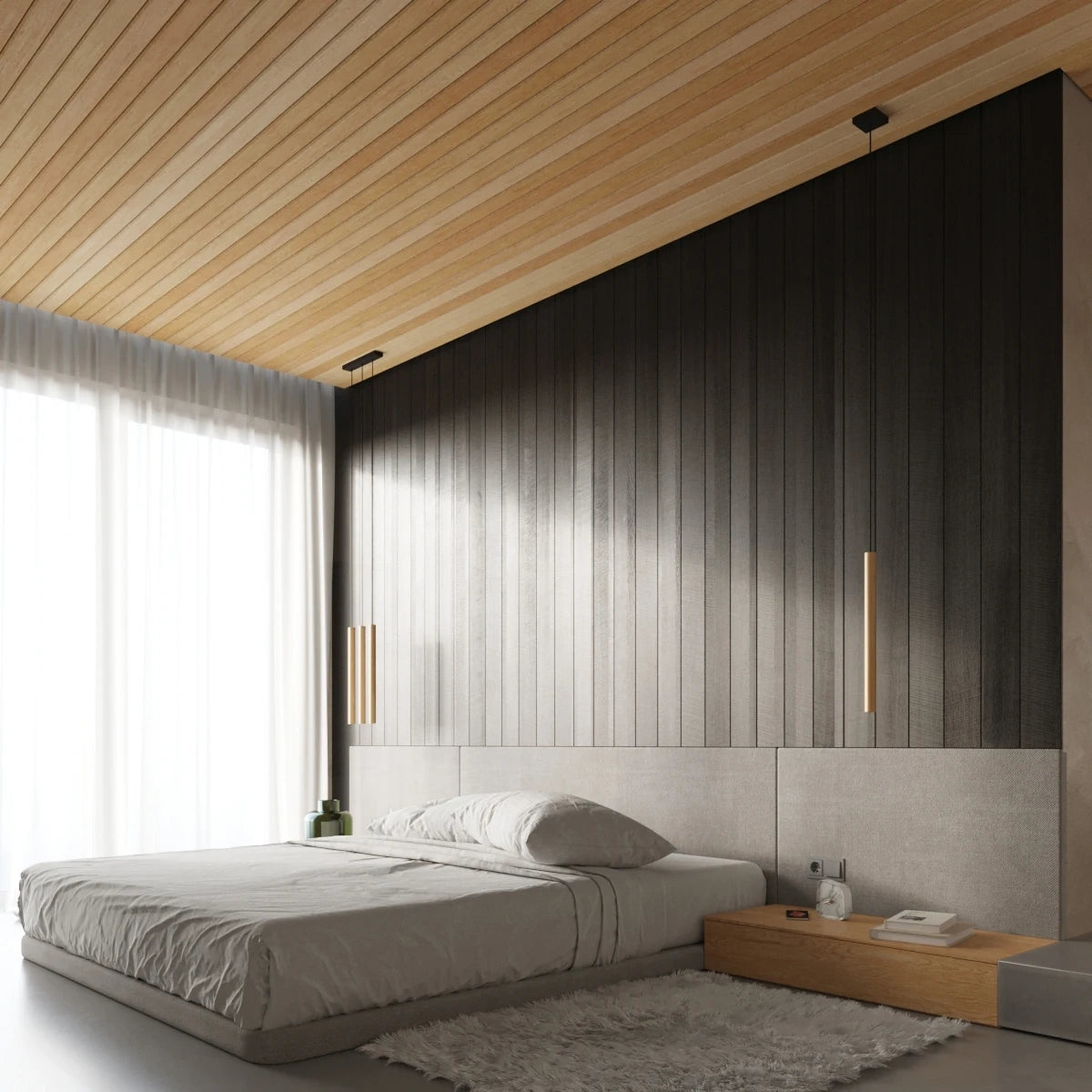 PASTELO 3L Naturholz – Seitenansicht im Tageslicht, harmonisches Zusammenspiel von Holz und Texturen
