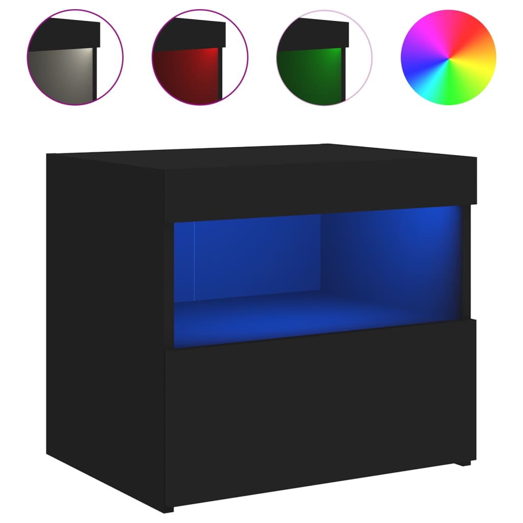 Nachttisch mit LED-Leuchten 50x40x45 cm