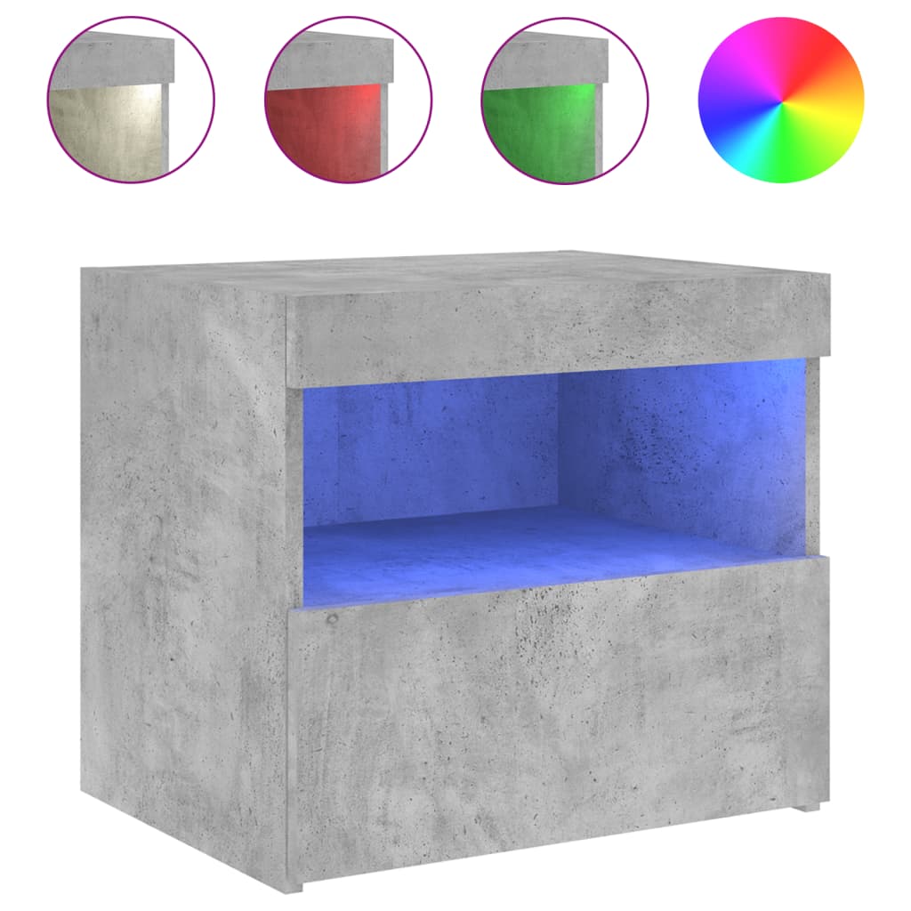 Nachttisch mit LED-Leuchten 50x40x45 cm