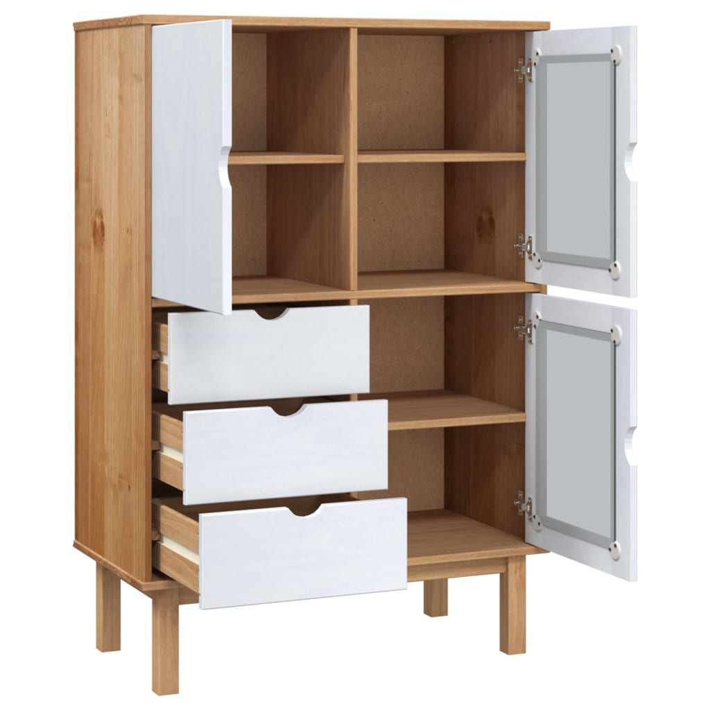 Highboard 85x43x125 cm Massives Kiefernholz