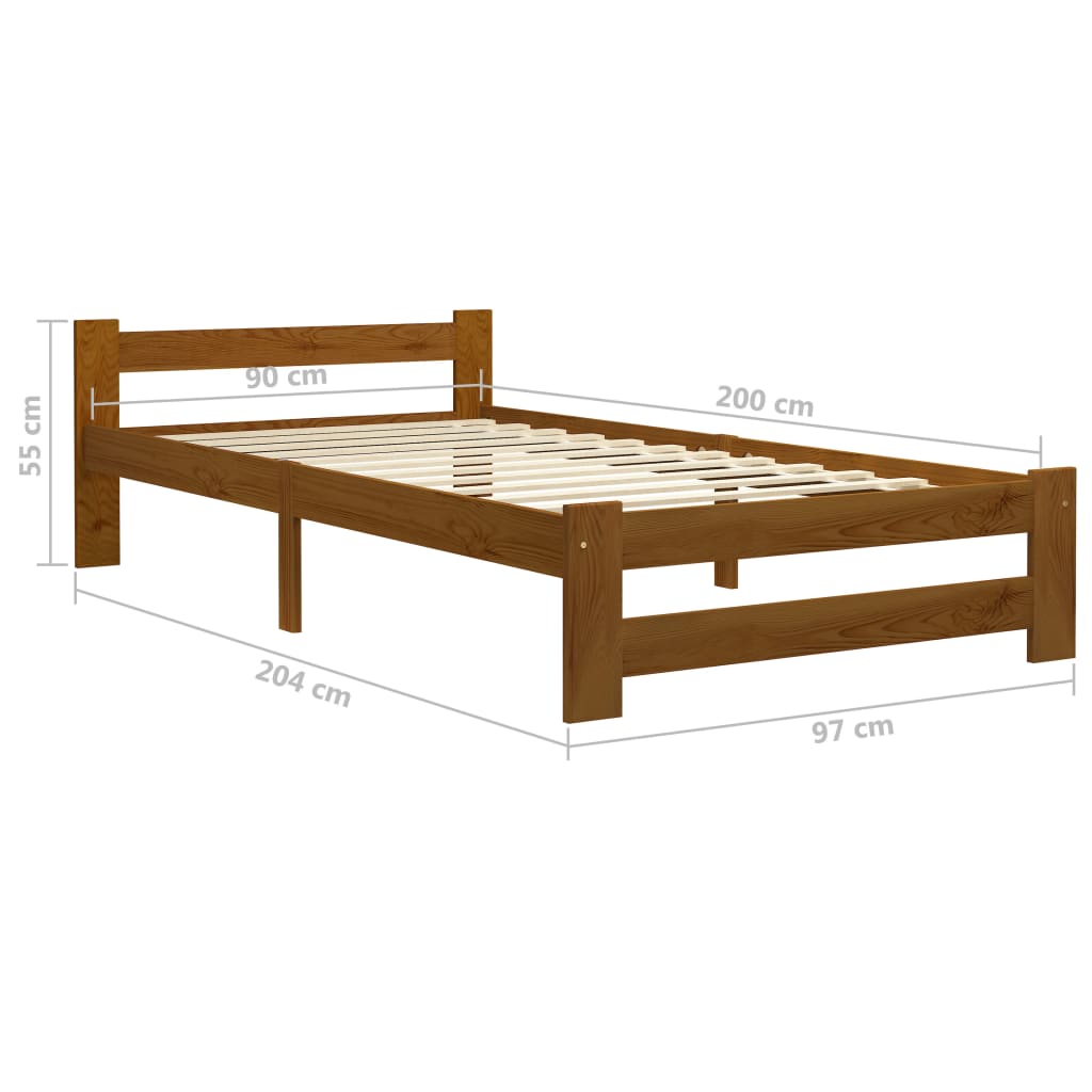 Massivholz-Bettgestell 90x200 cm