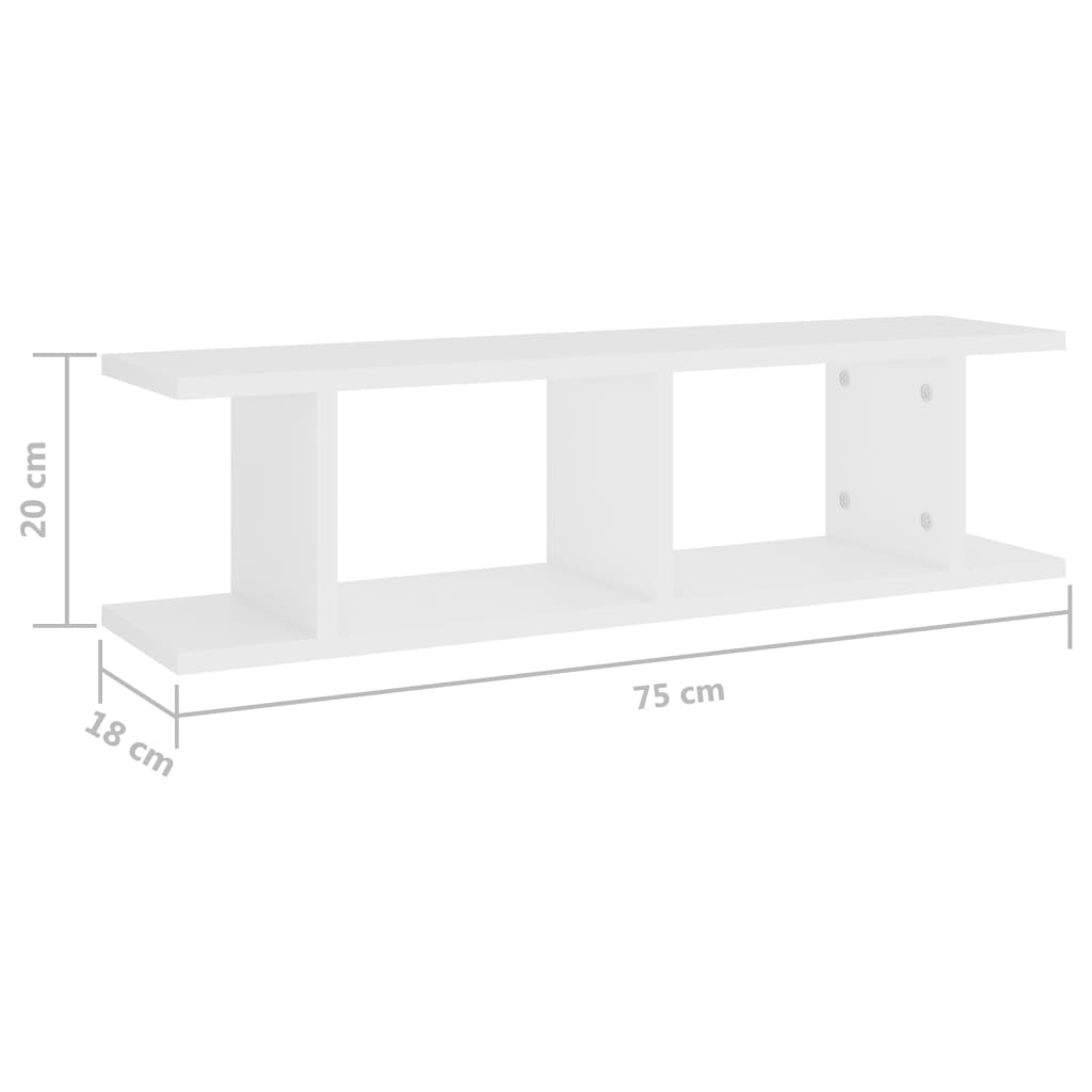 2er-Set Wandregale 75x18x20 cm