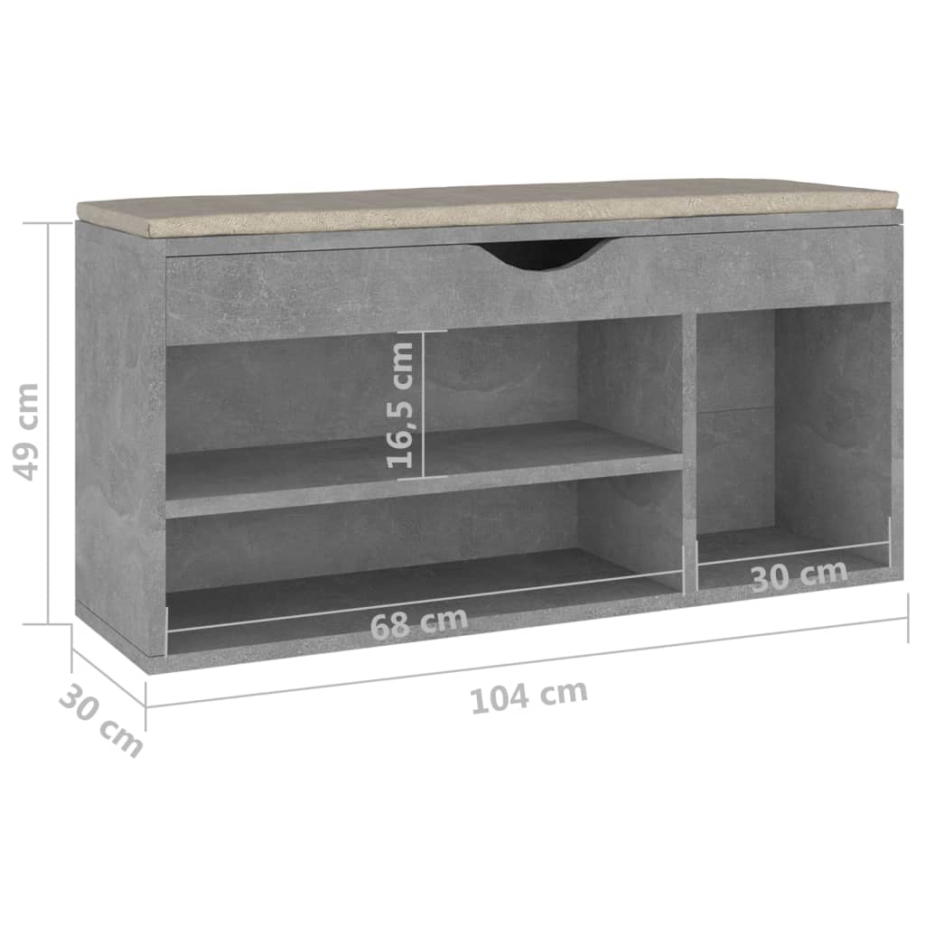 Schuhbank mit Kissen 104x30x49 cm