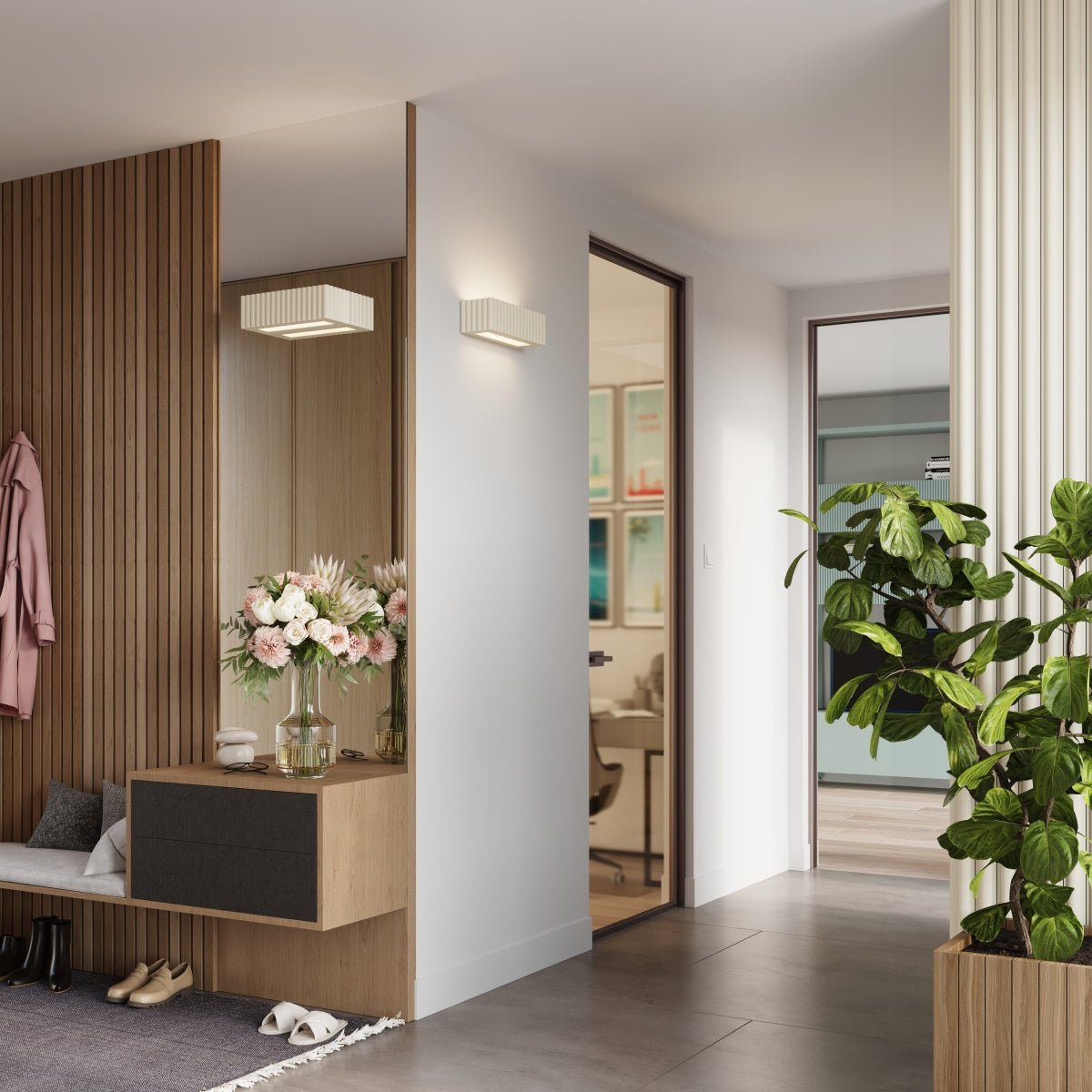 Keramik Wandleuchte "RIGATA" – in Beige | Dexity Lichtdesign