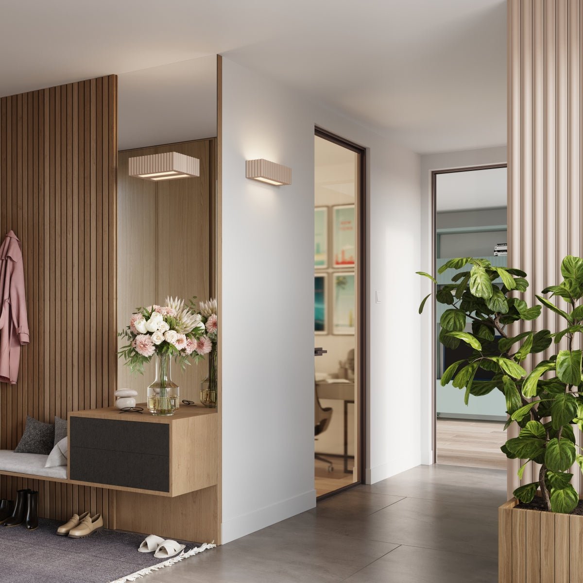 Keramik Wandleuchte "RIGATA" – in Taupe | Dexity Lichtdesign