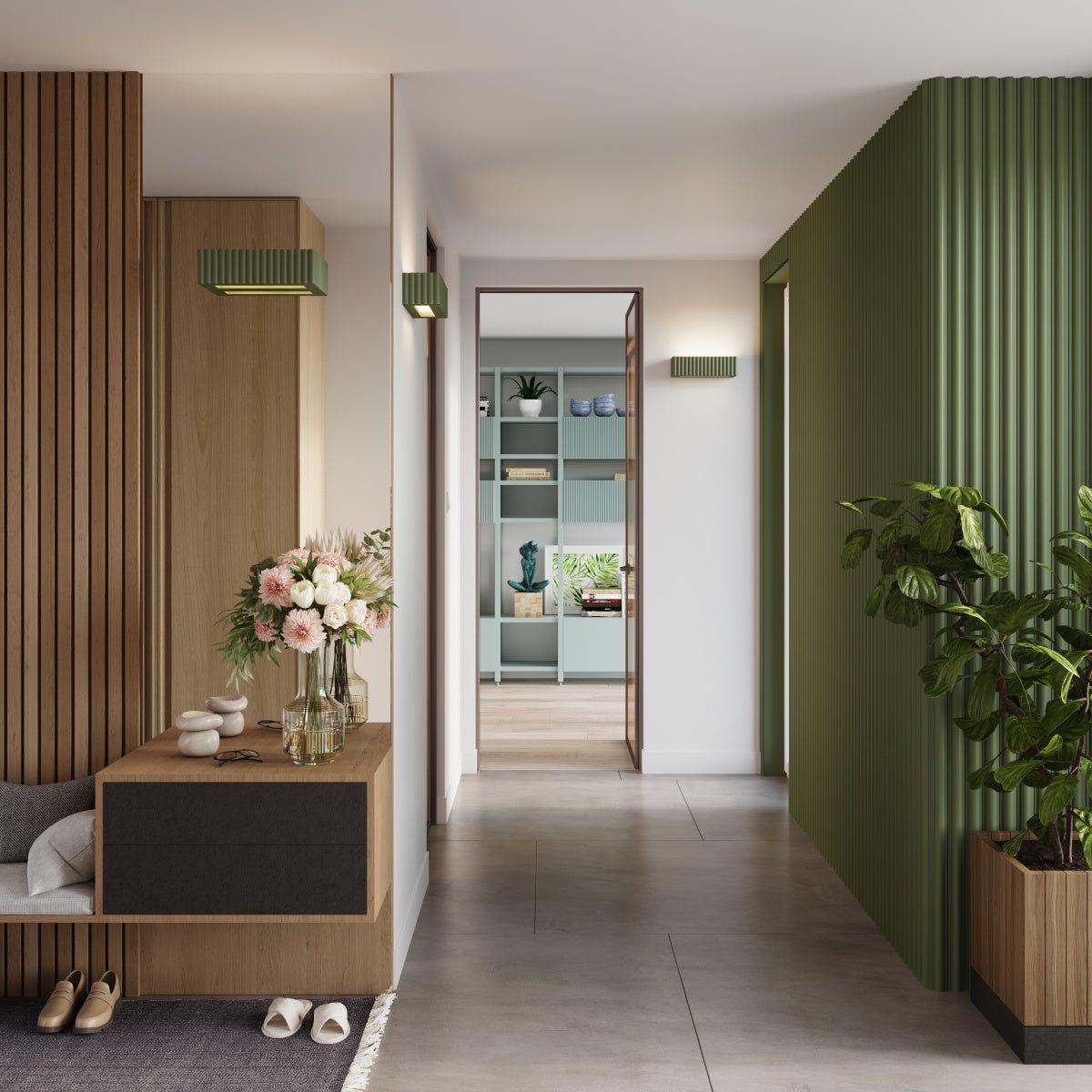 Keramik Wandleuchte "RIGATA" – in Olivgrün | Dexity Lichtdesign