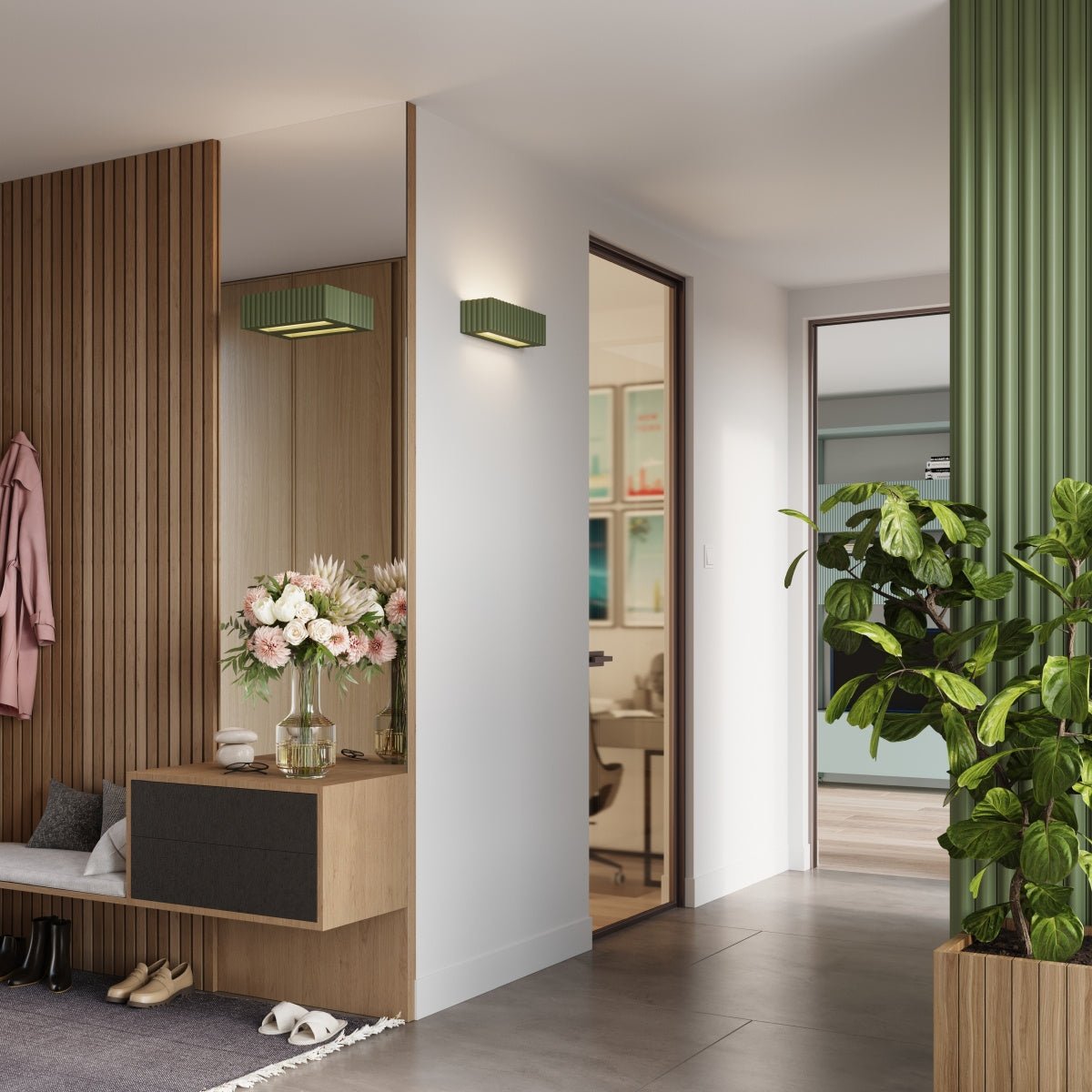 Keramik Wandleuchte "RIGATA" – in Olivgrün | Dexity Lichtdesign