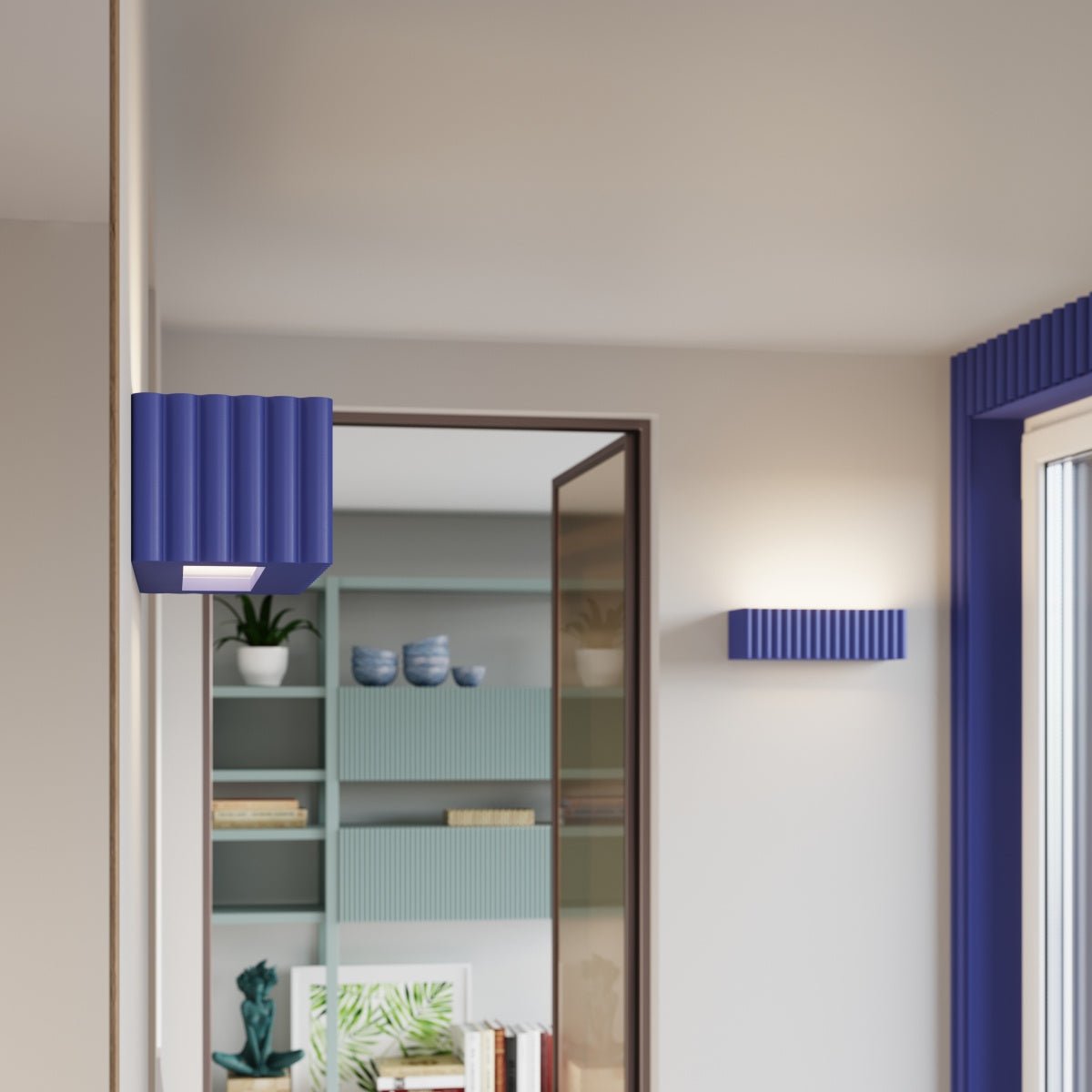 Keramik Wandleuchte "RIGATA" – in Ultramarin | Dexity Lichtdesign