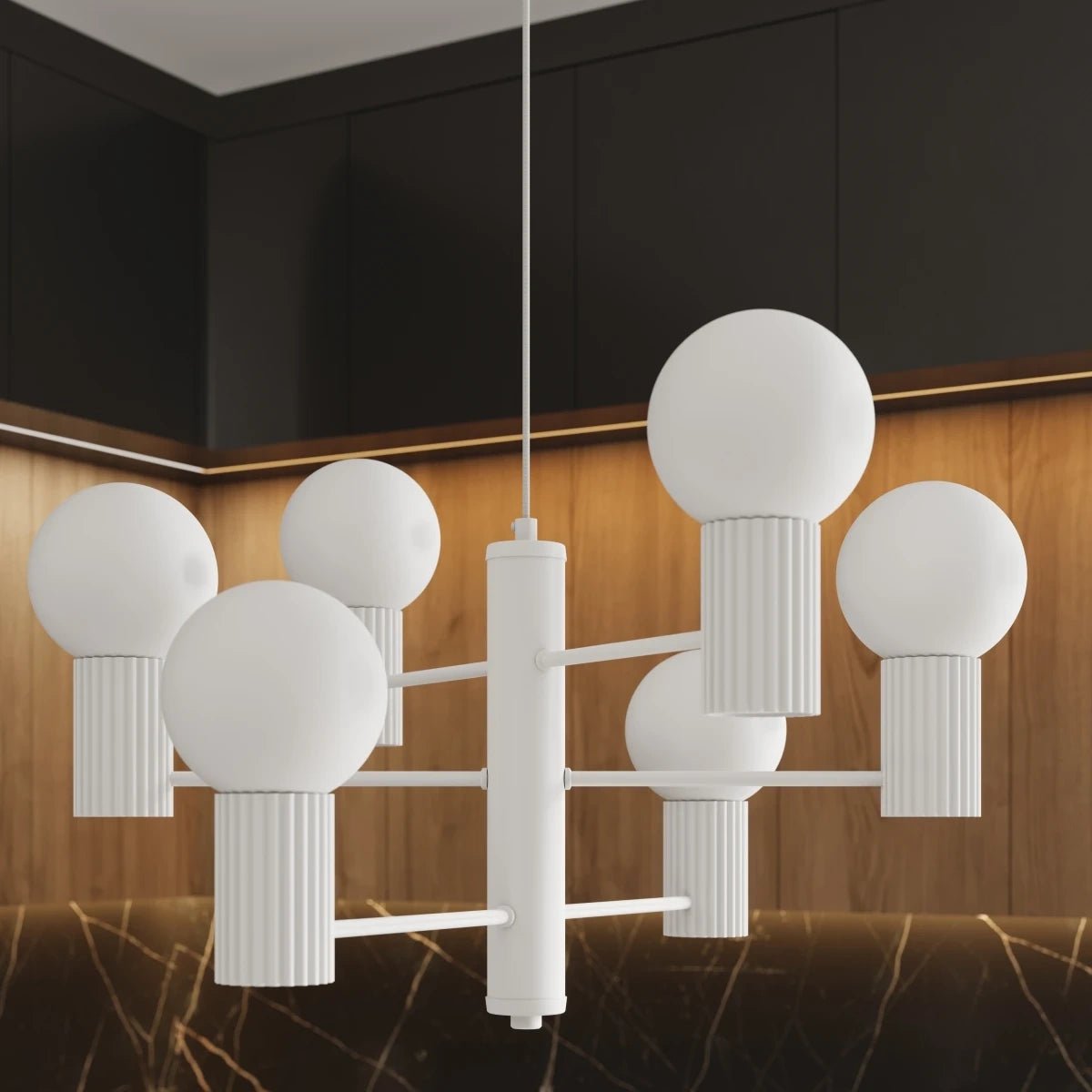 Kronleuchter "HALO 6" – in Weiß | Dexity Lichtdesign