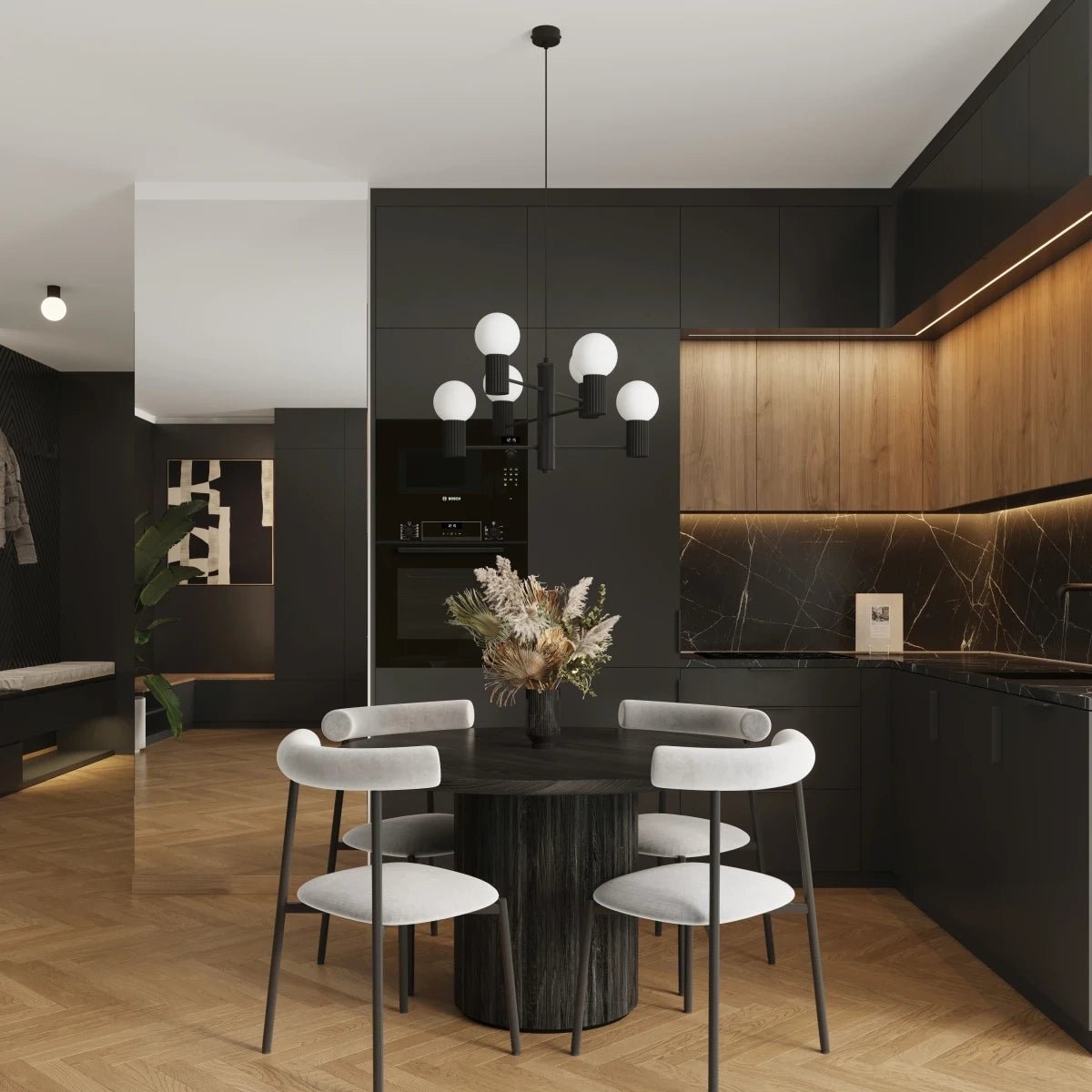 Kronleuchter "HALO 6" – in Schwarz | Dexity Lichtdesign