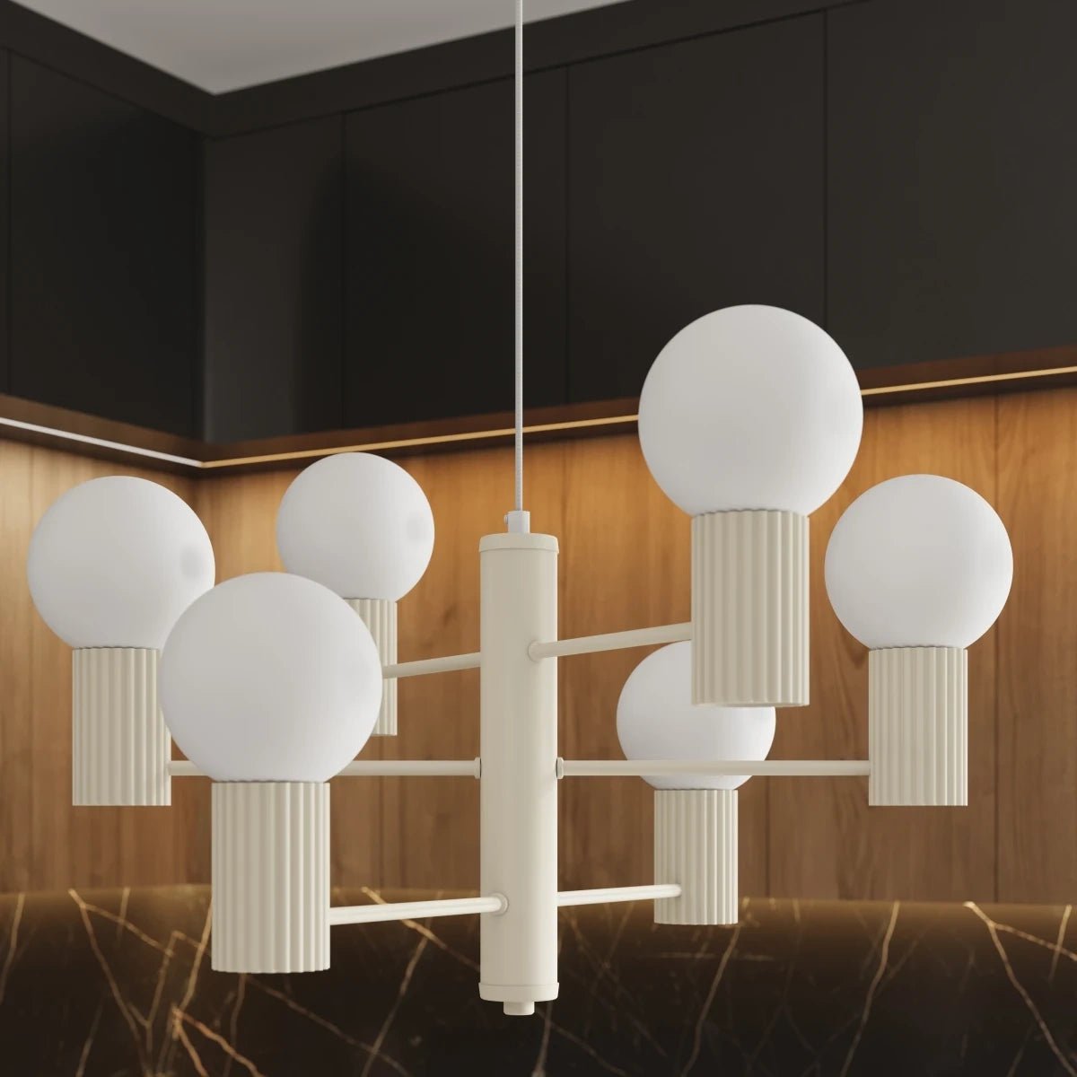 Kronleuchter "HALO 6" – in Beige | Dexity Lichtdesign