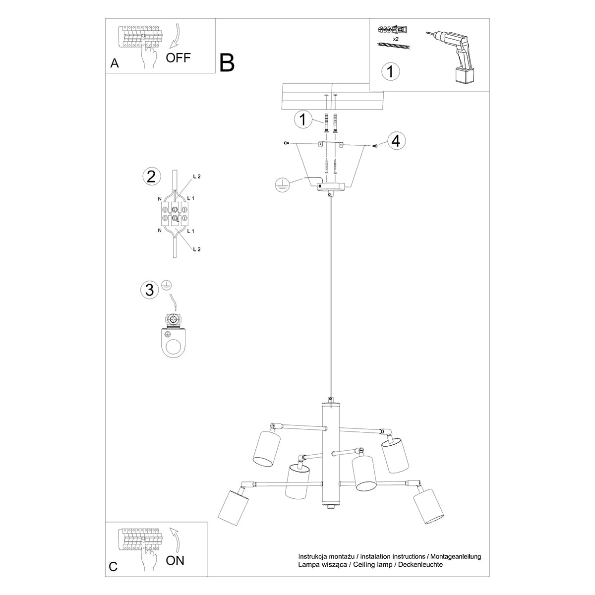 Kronleuchter "LEMMI 6" – Kronleuchter in Schwarz | Dexity Lichtdesign