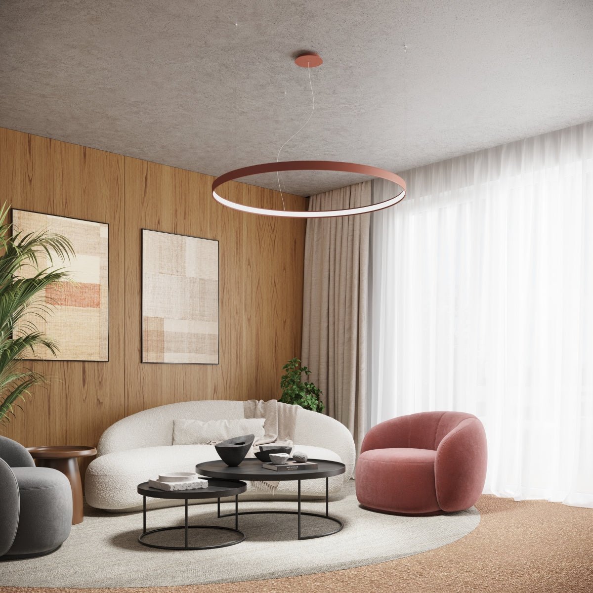 Kronleuchter "RIO 55" 3000K – Pendelleuchte in Roter Ocker | Dexity Lichtdesign