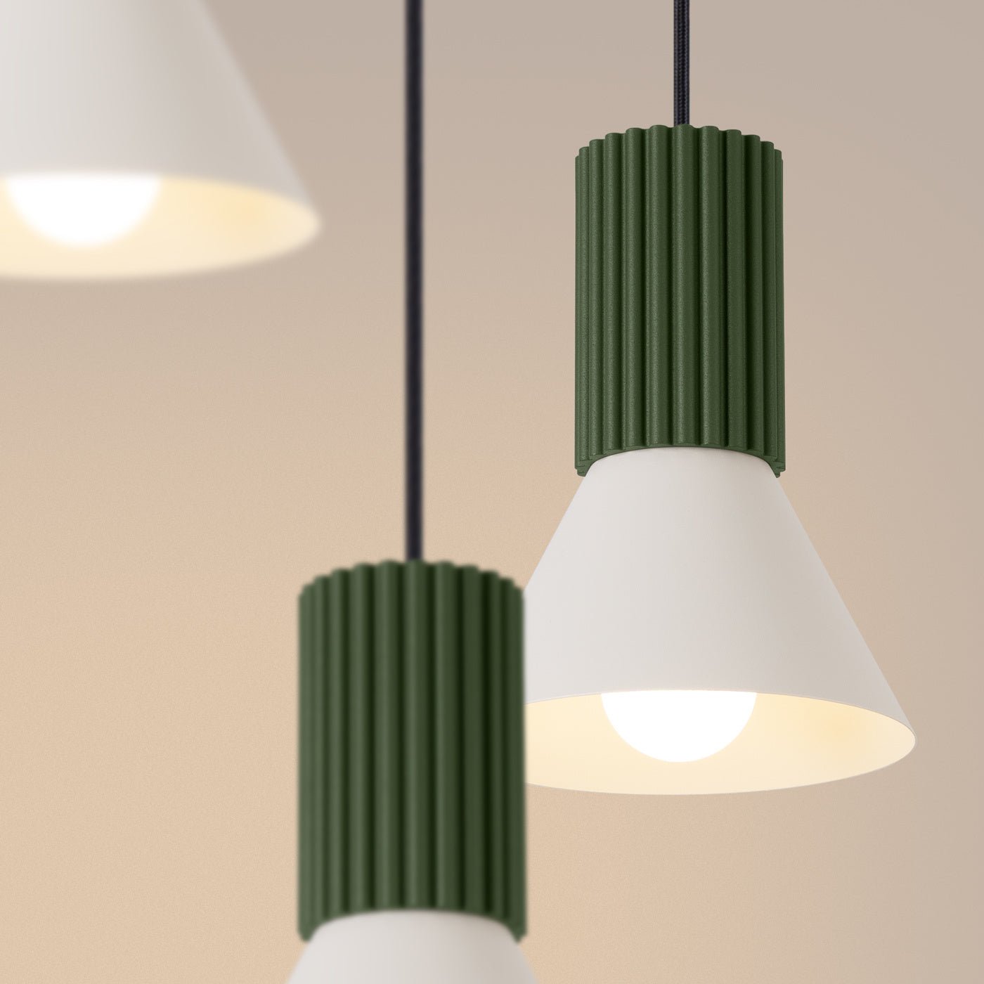 Pendelleuchte "ESTRIA 3P" – in Olivgrün | Dexity Lichtdesign