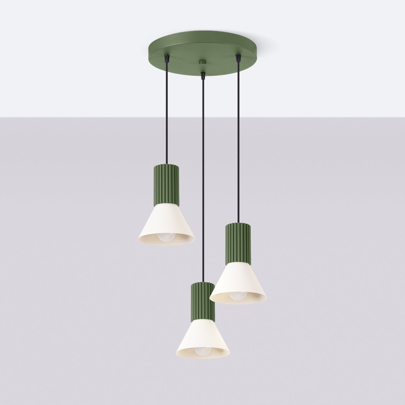 Pendelleuchte "ESTRIA 3P" – in Olivgrün | Dexity Lichtdesign