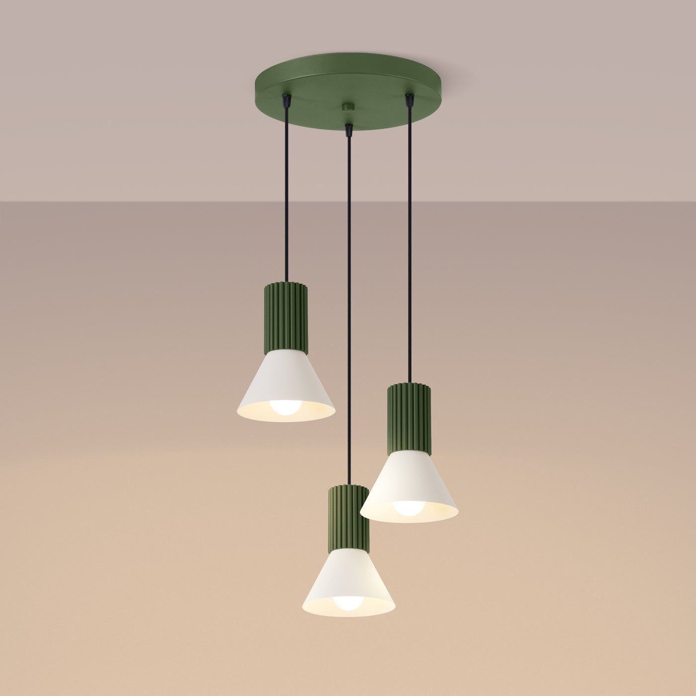 Pendelleuchte "ESTRIA 3P" – in Olivgrün | Dexity Lichtdesign
