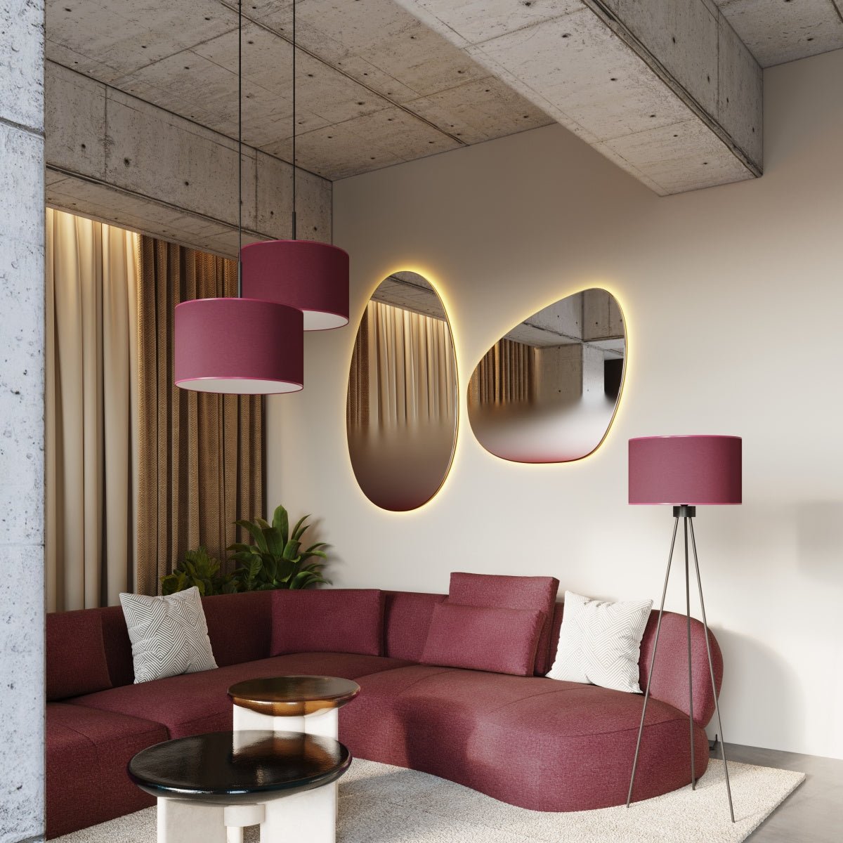 Pendelleuchte "NEVIA" – in Burgunderrot | Dexity Lichtdesign